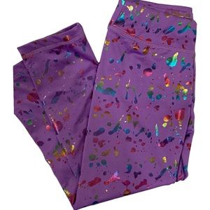 Pro Player Girls Purple Leggings Colorful Confetti Glitter Pattern Girls SZ 6